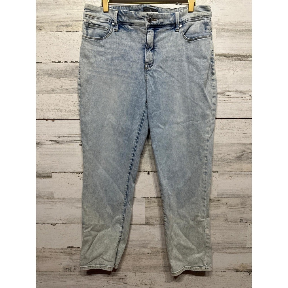 Chico's So Slimming Crop‎ Jeans Women 1.5 Light Wash Blue Stretch Denim EUC
